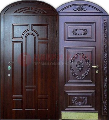 Стильная железная арочная дверь с декоративным элементом ДА-24 в Екатеринбурге