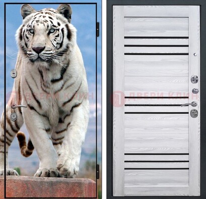 Стальная дверь с фотопечатью тигра ДФ-12 в Екатеринбурге