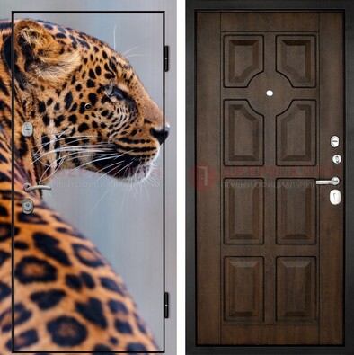 Металлическая дверь с фотопечатью леопарда ДФ-26 в Екатеринбурге