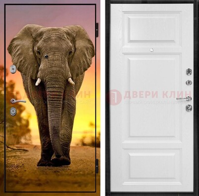 Металлическая дверь с фотопечатью слона ДФ-30 в Екатеринбурге