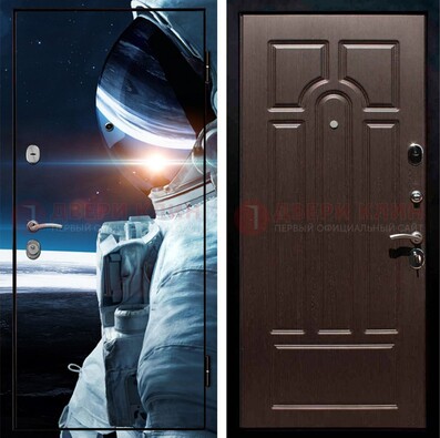 Стальная дверь с фотопечатью космонавта ДФ-4 в Екатеринбурге