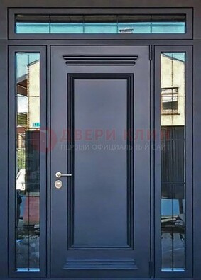 Черная металлическая дверь с фрамугой и филенкой ДФГ-19 в Екатеринбурге