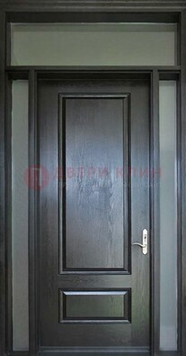 Черная металлическая дверь с фрамугами и стеклом ДФГ-24 в Екатеринбурге