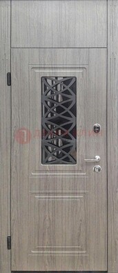 Металлическая дверь Винорит стекло и ковка с фрамугой ДФГ-33 в Екатеринбурге
