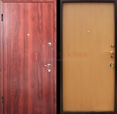 Красная железная дверь с ламинатом ДЛ-3 в Екатеринбурге