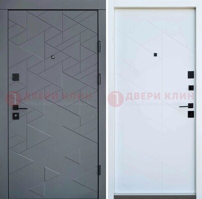 Серая металлическая дверь МДФ с узором  ДМ-224 в Екатеринбурге