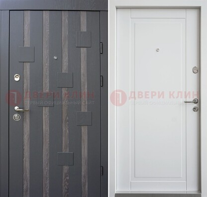 Темная металлическая дверь c белом МДФ внутри ДМ-231 в Екатеринбурге
