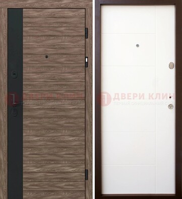 Коричневая входная дверь с черной вставкой МДФ ДМ-239 в Екатеринбурге