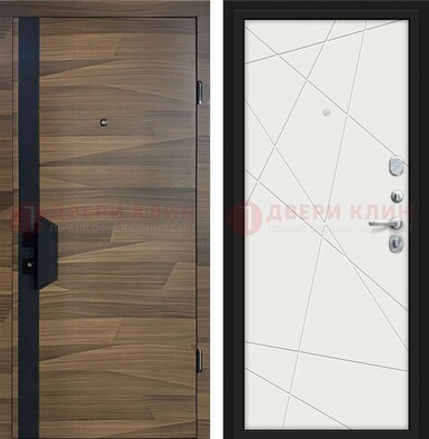 Стальная коричневая дверь МДФ c черной вставкой ДМ-267 в Екатеринбурге