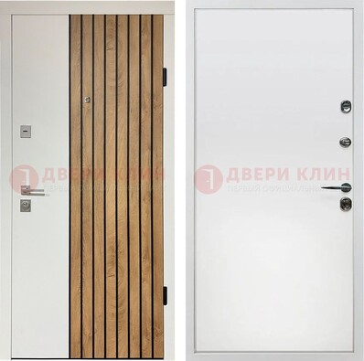 Белая с коричневой вставкой филенчатая дверь МДФ ДМ-278 в Екатеринбурге