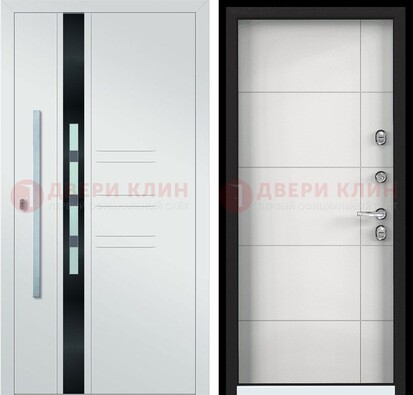 Металлическая дверь в белом цвете с МДФ ДМ-323 в Екатеринбурге
