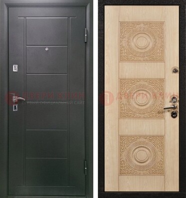 Темная железная дверь с МДФ в квартиру ДМ-344 в Екатеринбурге
