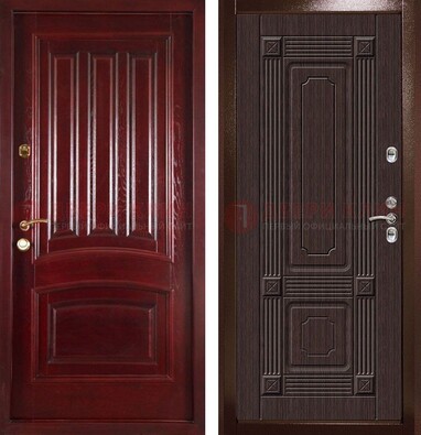 Красная стальная дверь с филенчатой МДФ ДМ-398 в Екатеринбурге