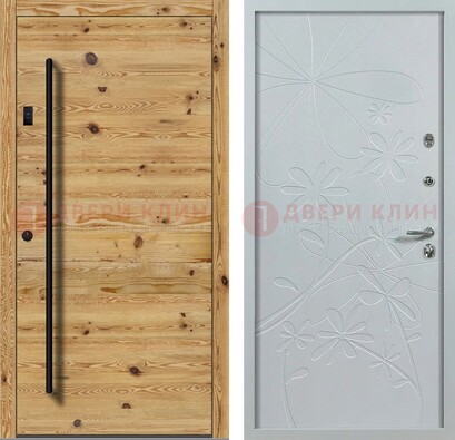 Металлическая дверь с МДФ в светлом цвете ДМ-412 в Екатеринбурге