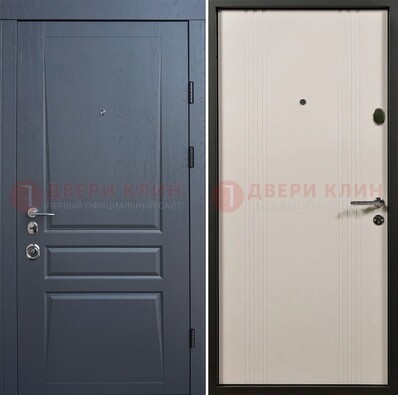 Темно-серая стальная дверь с МДФ хайтек ДМ-481 в Екатеринбурге