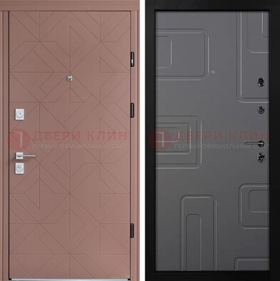 Красная стальная дверь в квартиру с МДФ хайтек ДМ-493 в Екатеринбурге
