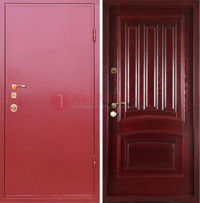 Красная металлическая дверь с порошковым напылением ДП-165 в Екатеринбурге