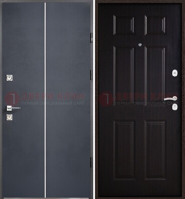 Железная дверь с порошковым покрытием и отделкой Темный орех внутри ДП-211 в Екатеринбурге