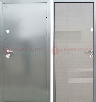 Металлическая серая дверь с порошковым покрытием и серым МДФ внутри ДП-250 в Зеленограде