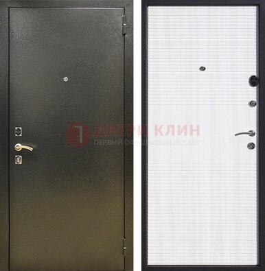 Стальная темно-серая дверь с порошковой отделкой и МДФ Белый ясень ДП-279 в Екатеринбурге