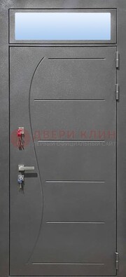 Чёрная входная дверь с порошковым окрасом и стеклом ДП-313 в Екатеринбурге