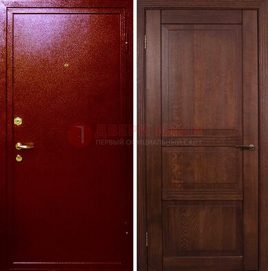 Красная железная дверь с порошковым окрасом ДП-58 в Екатеринбурге