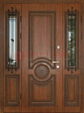 Парадная распашная стальная дверь Винорит со стеклом ДПР-106 в Екатеринбурге