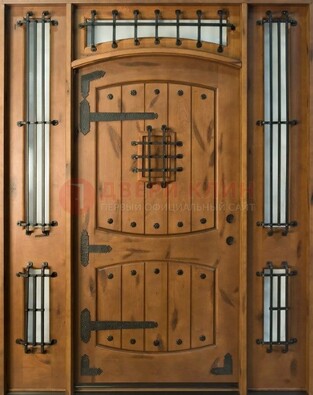 Парадная дверь с коваными элементами ДПР-68 в коттедж в Екатеринбурге
