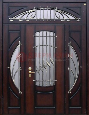 Парадная дверь со стеклянными вставками и ковкой ДПР-9 для улицы в Пензе