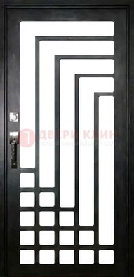 Черная стальная решетчатая дверь в современном стиле ДР-43 в Екатеринбурге
