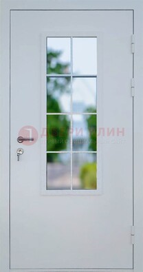 Белая железная дверь порошок со стеклом ДС-31 в Екатеринбурге