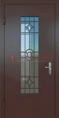 Входная металлическая дверь со стеклом для дома ДС-6 в Екатеринбурге