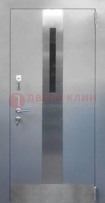 Серая металлическая дверь со стеклом ДС-74 в Екатеринбурге