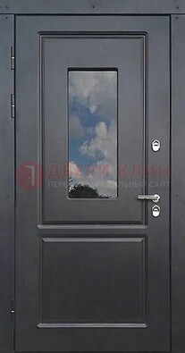 Чёрная металлическая дверь со стеклом ДС-77 в Екатеринбурге