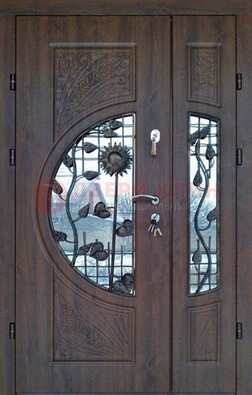 Входная дверь стекло с ковкой и резьбой ДСК-202 в Екатеринбурге