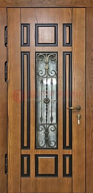 Двухцветная железная дверь Винорит со стеклом и ковкой ДСК-264 в Екатеринбурге
