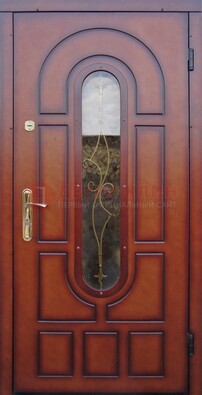 Яркая металлическая дверь Винорит со стеклом и ковкой ДСК-268 в Екатеринбурге