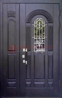 Входная дверь Винорит со стеклом и ковкой с узором ДСК-270 в Екатеринбурге