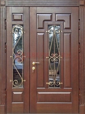 Стальная распашная дверь Винорит стекло и ковка ДСК-274 в Екатеринбурге