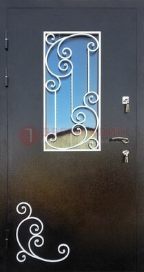 Входная дверь Порошок со стеклом и ковкой ДСК-278 в Екатеринбурге