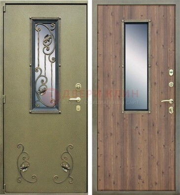 Офисная железная дверь со стеклом и ковкой ДСК-44 в Екатеринбурге