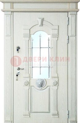 Герметичная входная дверь со стеклом и ковкой с украшением ДСК-64 в Екатеринбурге
