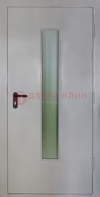 Белая металлическая противопожарная дверь со стеклянной вставкой ДТ-2 в Екатеринбурге
