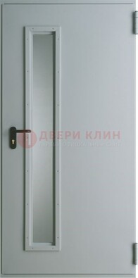 Белая железная противопожарная дверь со вставкой из стекла ДТ-9 в Екатеринбурге