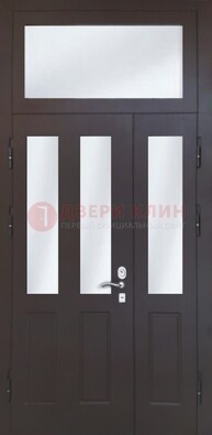Черная тамбурная дверь со стеклянными вставками ДТМ-38 в Екатеринбурге