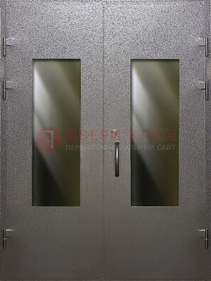 Серая тамбурная дверь со стеклянными вставками ДТМ-8 в Екатеринбурге