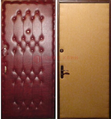 Бордовая металлическая дверь с винилискожей ДВ-1 в Екатеринбурге