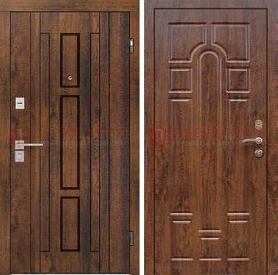 Стальная коричневая дверь с МДФ и коричневой МДФ внутри ДМ-1388 в Екатеринбурге