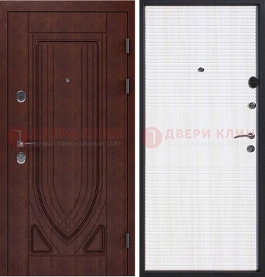 Уличная темная филенчатая дверь с виноритом и МДФ Белый ясень ДВТ-141 в Екатеринбурге