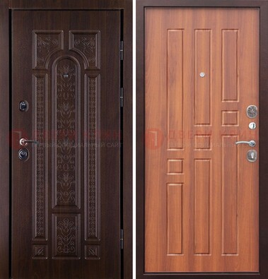 Темная металлическая дверь с виноритом и узором ДВТ-224 в Екатеринбурге